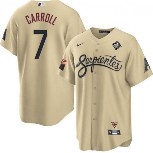 Arizona Diamondbacks #7 Corbin Carroll Gold 2023 World Series City Connect Cool Base Stitched Jersey