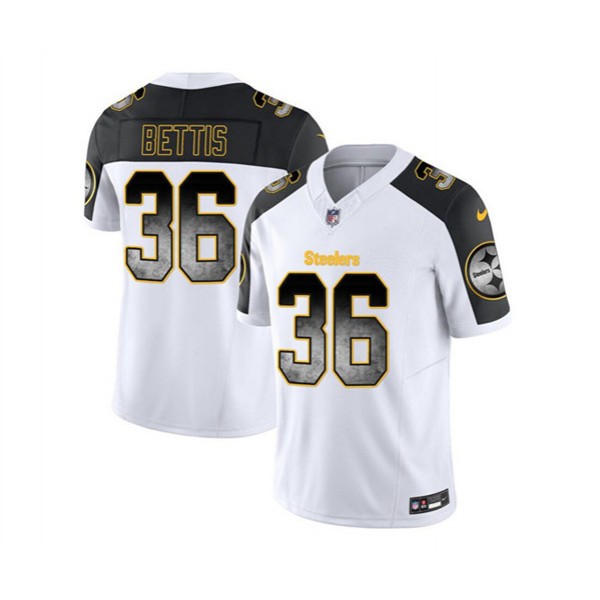 Pittsburgh Steelers #36 Jerome Bettis White Black 2023 F.U.S.E. Smoke Vapor Untouchable Limited Stitched Jersey