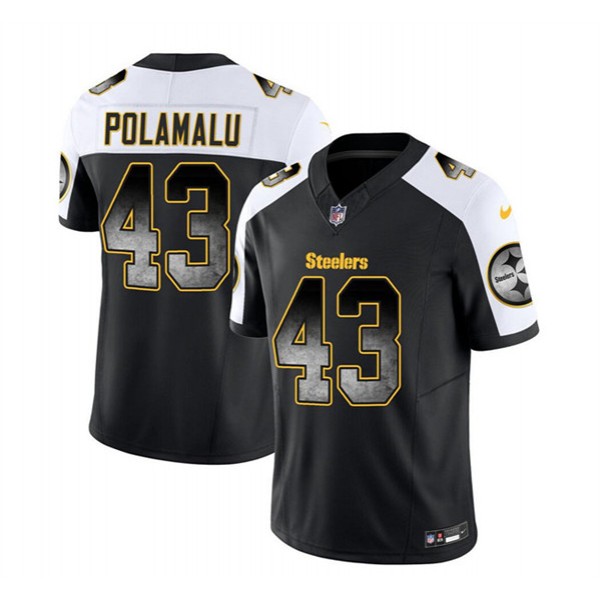 Pittsburgh Steelers #43 Troy Polamalu Black White 2023 F.U.S.E. Smoke Vapor Untouchable Limited Stitched Jersey