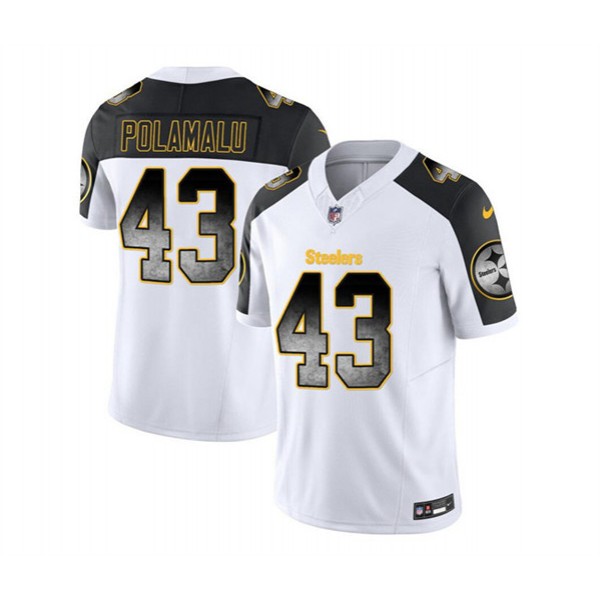 Pittsburgh Steelers #43 Troy Polamalu White Black 2023 F.U.S.E. Smoke Vapor Untouchable Limited Stitched Jersey