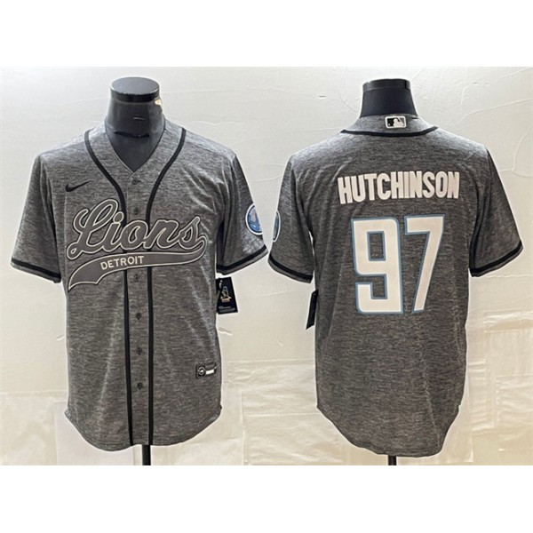 Detroit Lions #97 Aidan Hutchinson Gray Cool Base Stitched Jersey