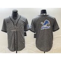 Detroit Lions Gray Team Big Logo Cool Base Stitched Jersey