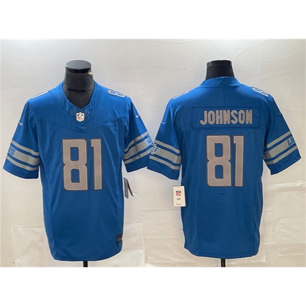 Detroit Lions #81 Calvin Johnson Blue 2023 F.U.S.E. Vapor Untouchable Limited Stitched Jersey