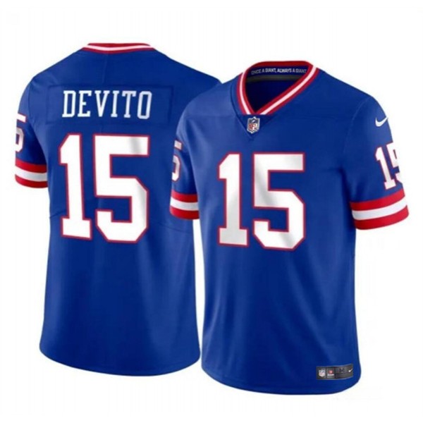 New York Giants #15 Tommy DeVito Royal 2023 F.U.S.E. Throwback Limited Stitched Jersey