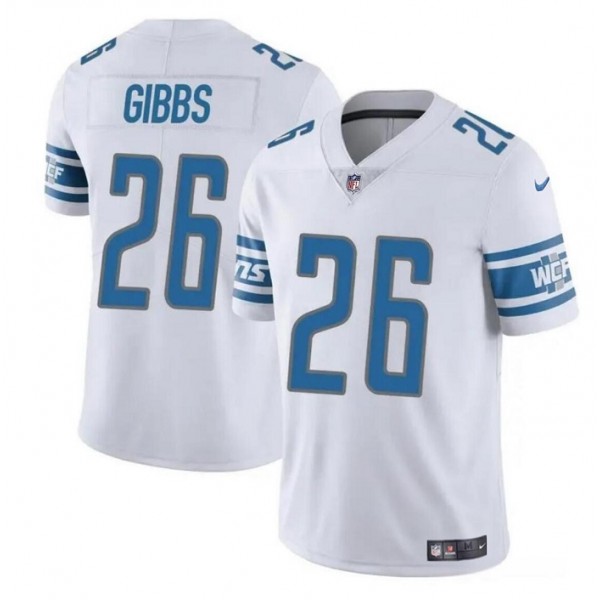 Detroit Lions #26 Jahmyr Gibbs White Vapor Untouchable Limited Stitched Jersey