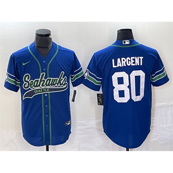 Seattle Seahawks #80 Steve Largent Royal Throwback Cool Base Stitched Jersey