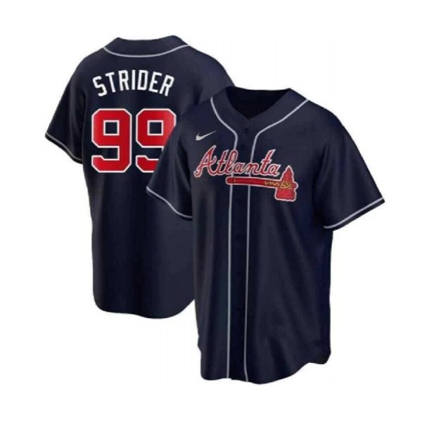 Atlanta Braves #99 Spencer Strider Navy Cool Base Stitched Jersey