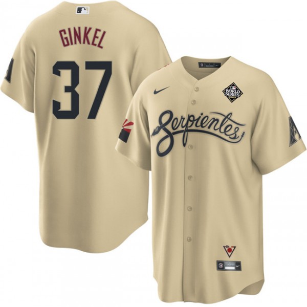 Arizona Diamondbacks #37 Kevin Ginkel Gold 2023 World Series City Connect Cool Base Stitched Jersey