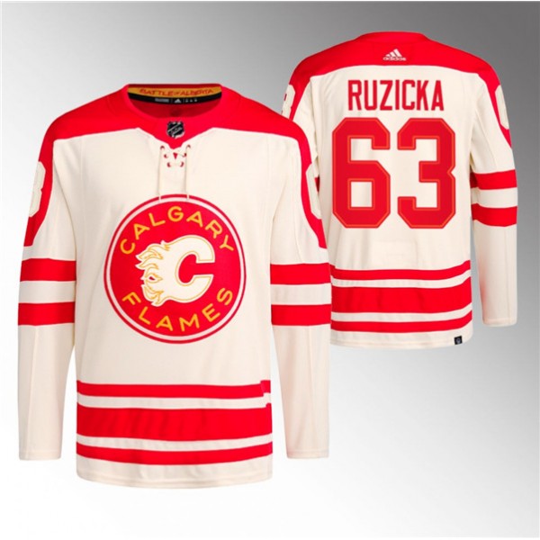 Calgary Flames #63 Adam Ruzicka 2023 Cream Classic Primegreen Stitched Jersey