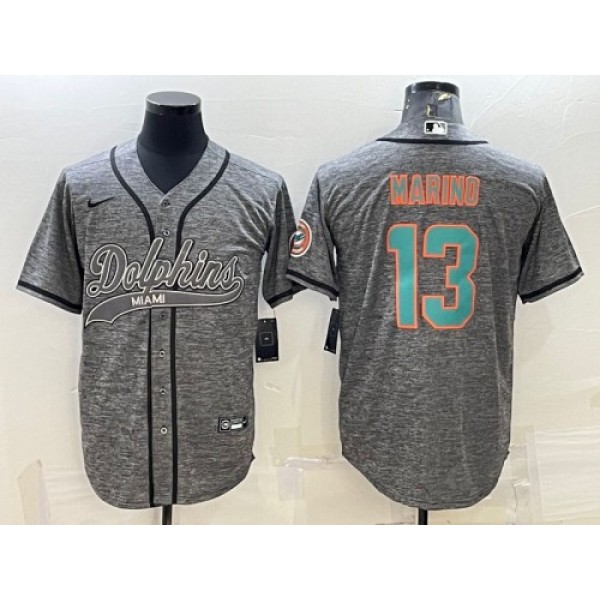Miami Dolphins #13 Dan Marino Gray With Patch Cool Base Stitched Jersey