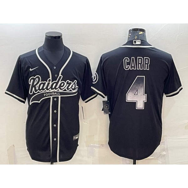 Las Vegas Raiders #4 Derek Carr Black Gold With Patch Cool Base Stitched Jersey