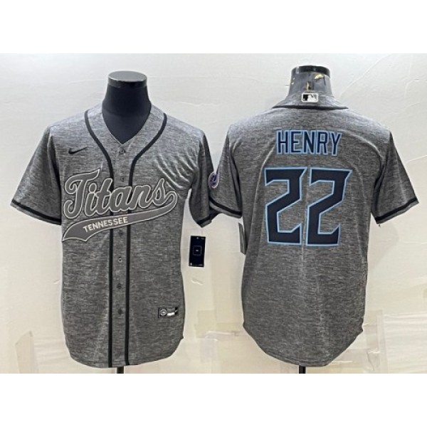 Tennessee Titans #22 Derrick Henry Gray With Patch Cool Base Stitched Jersey