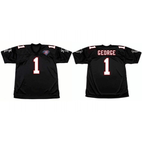 Atlanta Falcons #1 Jeff George Black 1994 Home Throwback Stitched Jersey