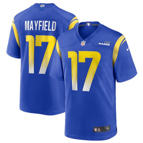 Los Angeles Rams #17 Baker Mayfield Royal Stitched Game Jersey