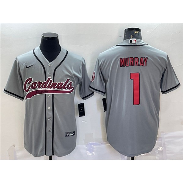 Arizona Cardinals #1 Kyler Murray Gray With Patch Cool Base Stitched Jersey