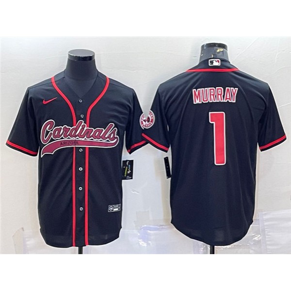 Arizona Cardinals #1 Kyler Murray Black With Patch Cool Base Stitched Jersey