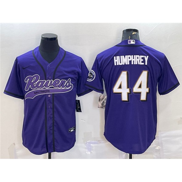 Baltimore Ravens #44 Marlon Humphrey Purple With Patch Cool Base Stitched Jersey
