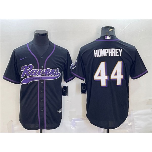 Baltimore Ravens #44 Marlon Humphrey Black With Patch Cool Base Stitched Jersey