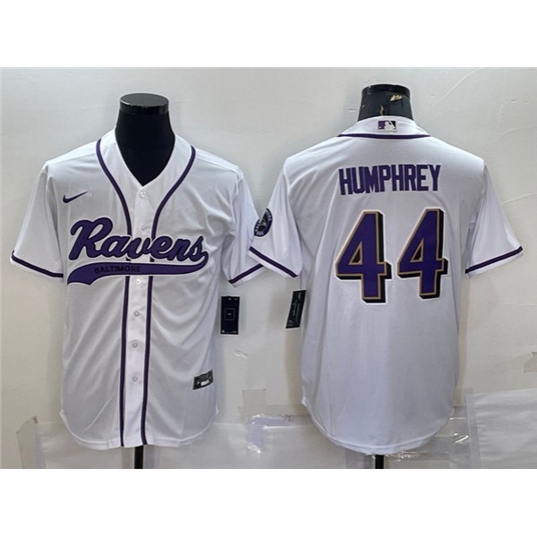 Baltimore Ravens #44 Marlon Humphrey White With Patch Cool Base Stitched Jersey