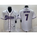 Baltimore Ravens #7 Rashod Bateman White With Patch Cool Base Stitched Jersey