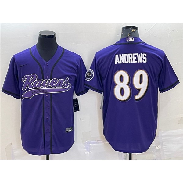 Baltimore Ravens #89 Mark Andrews Purple With Patch Cool Base Stitched Jersey
