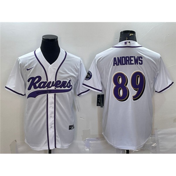 Baltimore Ravens #89 Mark Andrews White With Patch Cool Base Stitched Jersey