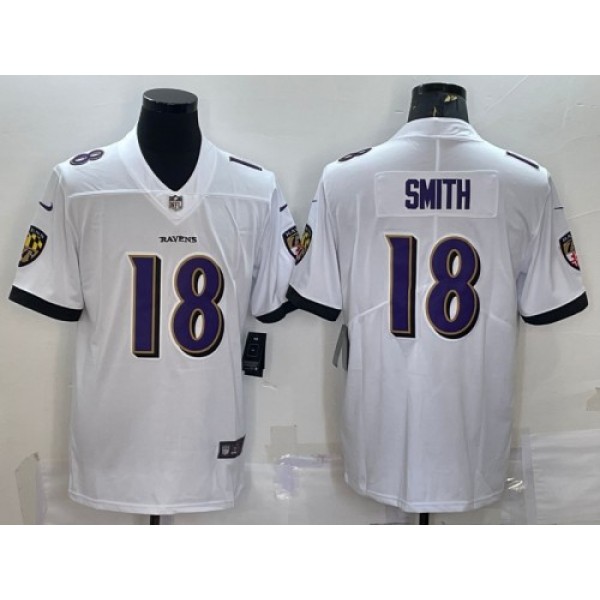 Baltimore Ravens #18 Roquan Smith White Vapor Untouchable Limited Stitched Jersey