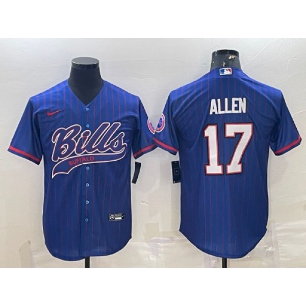 Buffalo Bills #17 Josh Allen Royal With Patch Cool Base Stitched Jersey