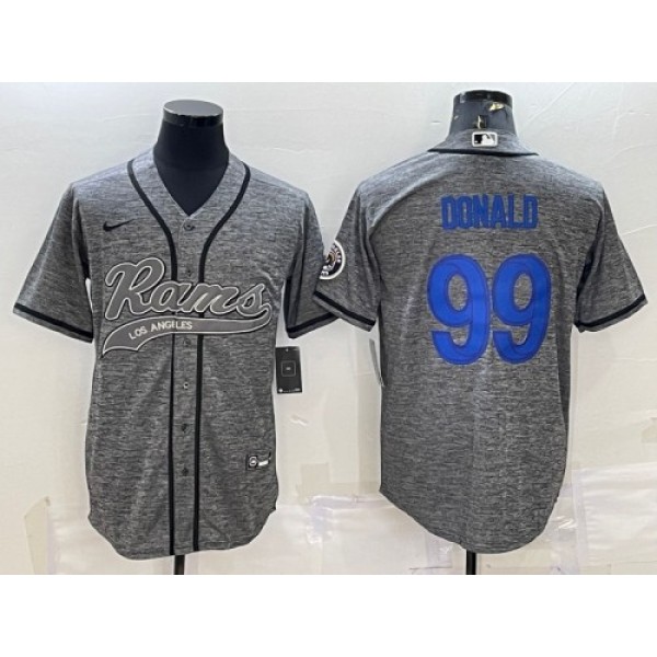 Los Angeles Rams #99 Aaron Donald Gray With Patch Cool Base Stitched Jersey