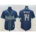 Seattle Seahawks #14 DK Metcalf Navy With Patch Cool Base Stitched Jersey