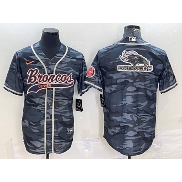 Denver Broncos Gray Camo Team Big Logo With Patch Cool Base Stitched Jersey