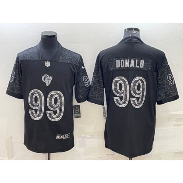 Los Angeles Rams #99 Aaron Donald Black Reflective Limited Stitched Jersey
