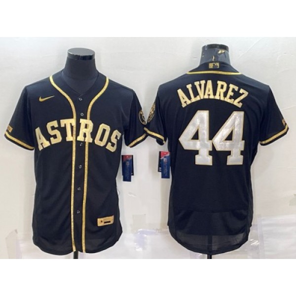 Houston Astros #44 Yordan Alvarez Black Gold Flex Base Stitched Jersey