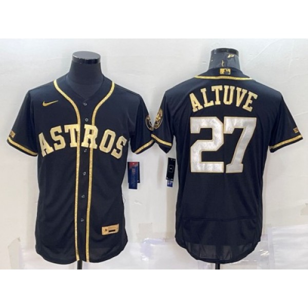 Houston Astros #27 Jose Altuve Black Gold Flex Base Stitched Jersey