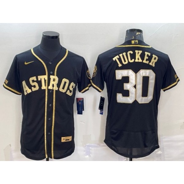 Houston Astros #30 Kyle Tucker Black Gold Flex Base Stitched Jersey