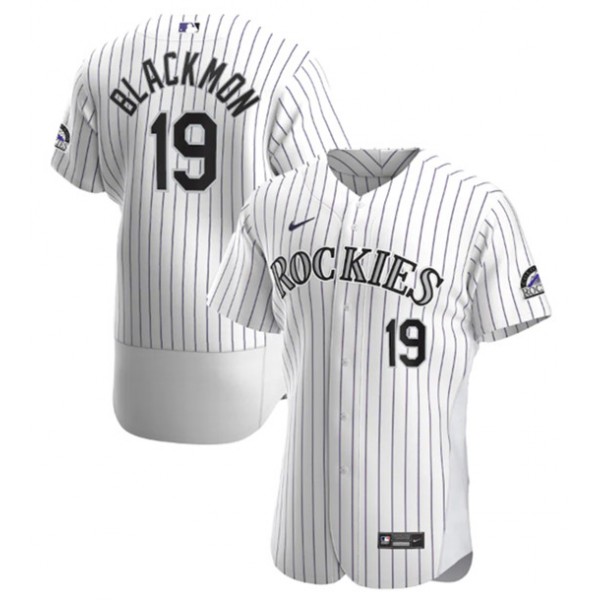Colorado Rockies #19 Charlie Blackmon White Flex Base Stitched Jersey