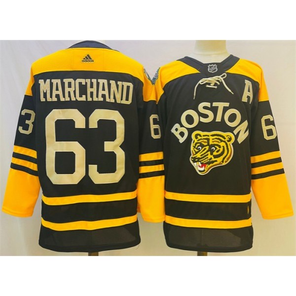 Boston Bruins #63 Brad Marchand Black Classic Primegreen Stitched Jersey