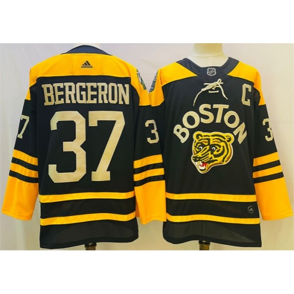 Boston Bruins #37 Patrice Bergeron Black Classic Primegreen Stitched Jersey
