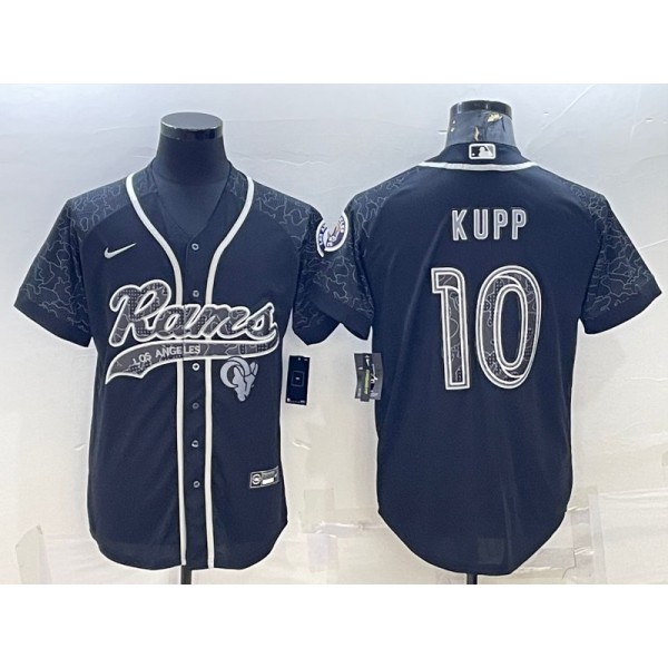 Los Angeles Rams #10 Cooper Kupp Black Reflective With Patch Cool Base Stitched Jersey