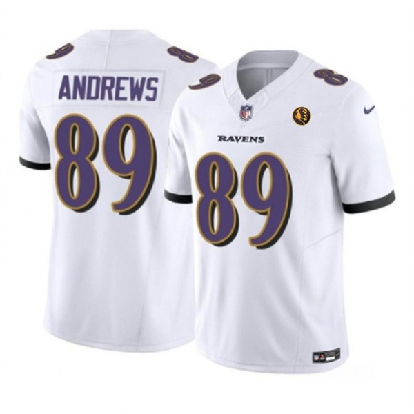 Baltimore Ravens #89 Mark Andrews White 2023 F.U.S.E. With John Madden Patch Vapor Limited Stitched Jersey