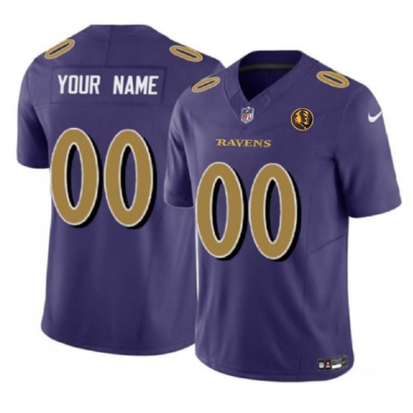Baltimore Ravens Custom Purple 2023 F.U.S.E. With John Madden Patch Color Rush Limited Stitched Jersey