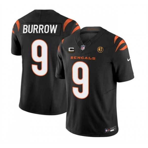 Cincinnati Bengals #9 Joe Burrow Black 2023 F.U.S.E. With 4-Star C Patch And John Madden Patch Vapor Limited Stitched Jersey