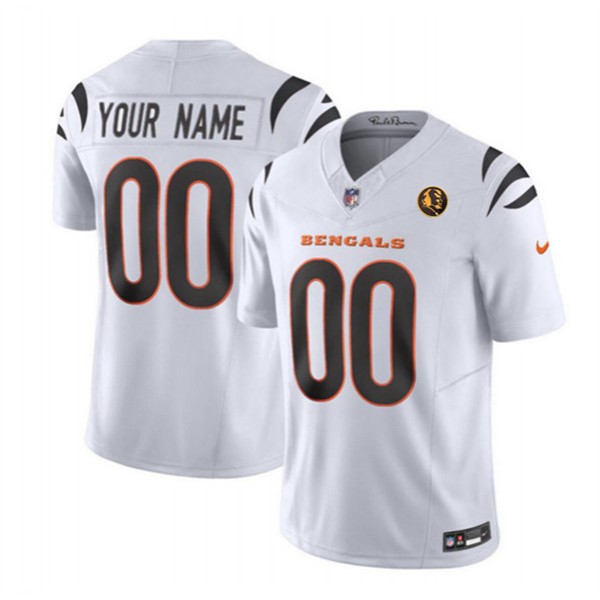 Cincinnati Bengals Custom White 2023 F.U.S.E. With John Madden Patch Vapor Limited Stitched Jersey