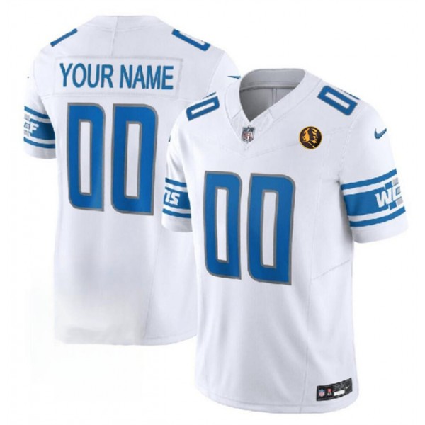 Detroit Lions Custom White 2023 F.U.S.E. With John Madden Patch Vapor Limited Stitched Jersey