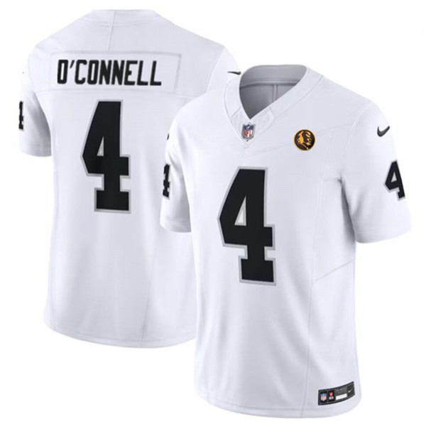 Las Vegas Raiders #4 Aidan O'Connell White 2023 F.U.S.E. With John Madden Patch Vapor Limited Stitched Jersey