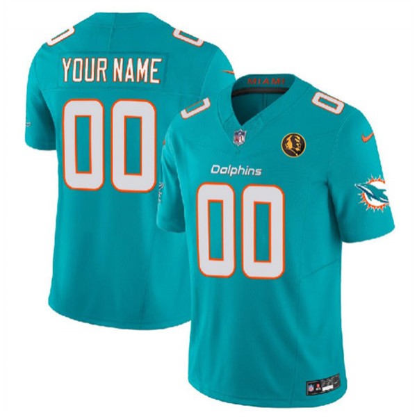 Miami Dolphins Custom Aqua 2023 F.U.S.E. With John Madden Patch Vapor Limited Stitched Jersey