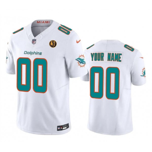 Miami Dolphins Custom White 2023 F.U.S.E. With John Madden Patch Vapor Limited Stitched Jersey