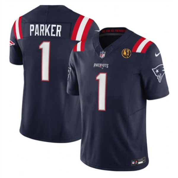 New England Patriots #1 DeVante Parker Navy 2023 F.U.S.E. With John Madden Patch Vapor Limited Stitched Jersey