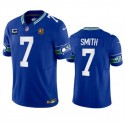 Seattle Seahawks #7 Geno Smith Blue 2023 F.U.S.E. Throwback With 1-Star C Patch And John Madden Patch Vapor Limited Stitched Jersey