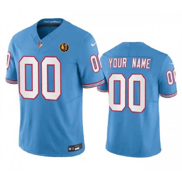 Tennessee Titans Custom Blue 2023 F.U.S.E. Throwback With John Madden Patch Vapor Limited Stitched Jersey
